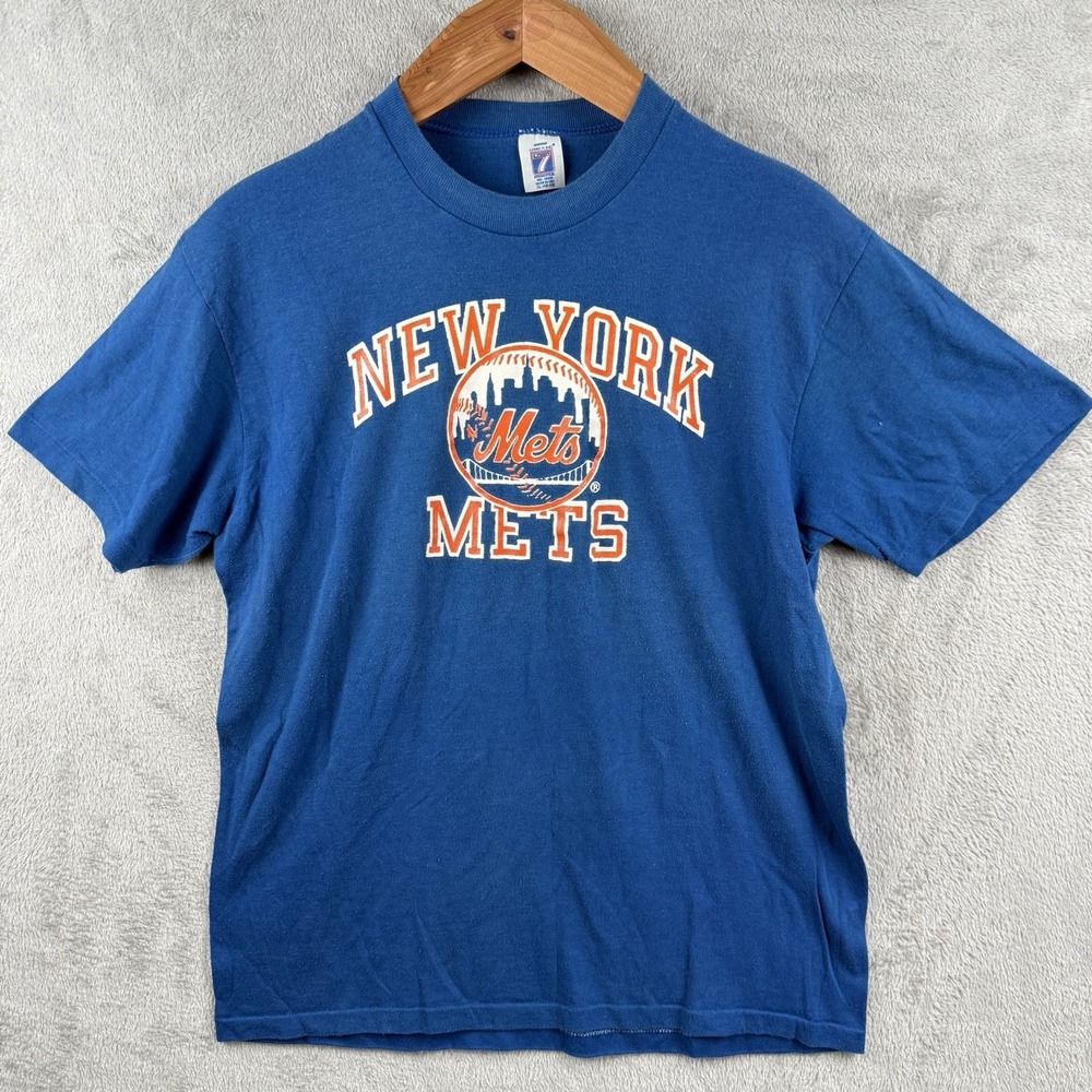 Logo 7 New York Mets T-Shirt Adult XL Blue Orange Logo Baseball MLB USA Made VTG